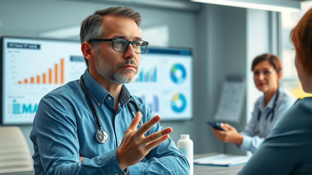 motivated veterinary practice owner guiding a team meeting, demonstrating leadership in successful veterinary practice