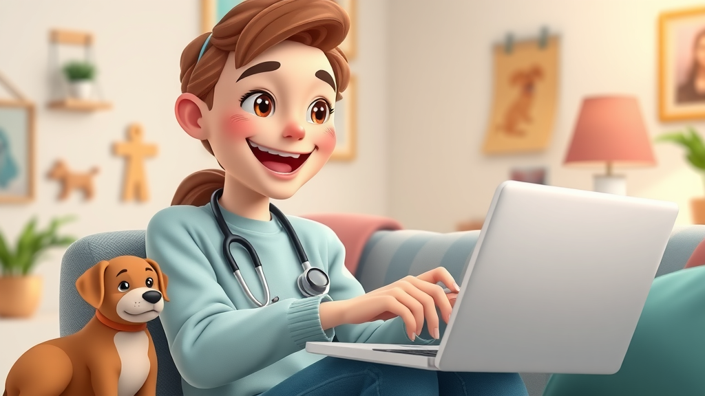 Pet owner using online system to book a veterinary appointment, improving client experience and veterinary practice efficiency