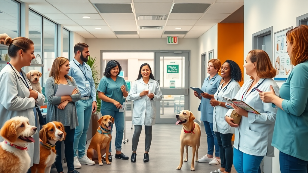 Vibrant Australian veterinary clinic lobby showcasing client education, pet owners, and veterinary team—how can client education improve retention in veterinary practices