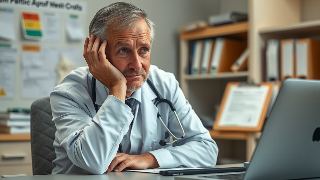 tired and stressed veterinarian showing symptoms of burnout
