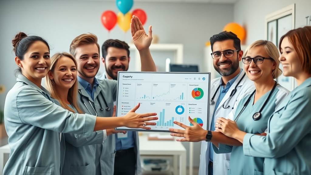 Veterinary team celebrating technology success – how to introduce new technology without overwhelming your team