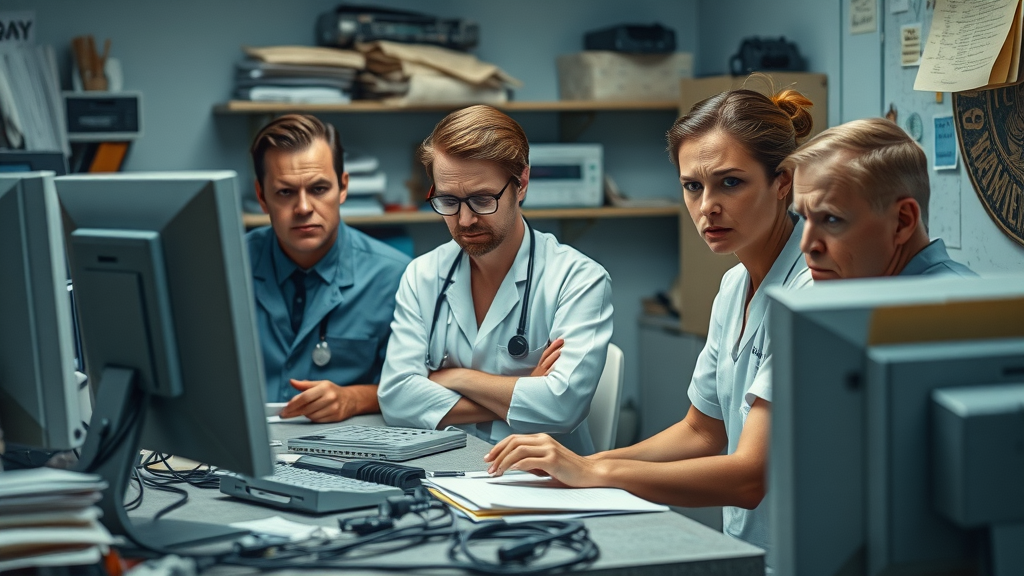 Concerned veterinary clinic staff worried about outdated technology and slow computers