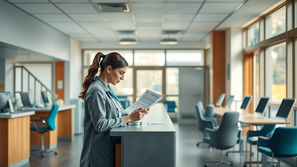 Empty veterinary clinic reception and disappointed staff resulting from outdated tech